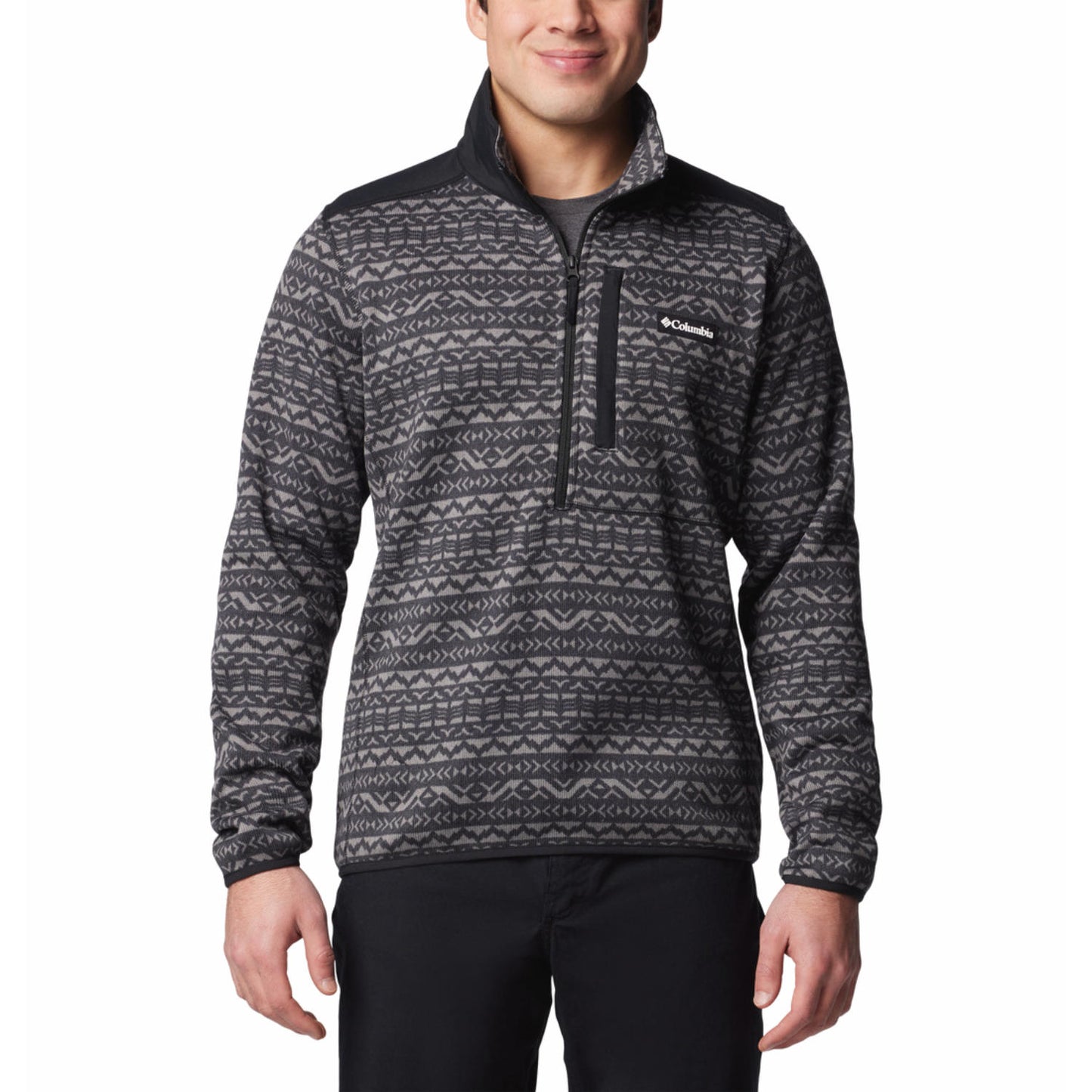Columbia Mens Black Sweater Weather Printed Half Zip II Jacket