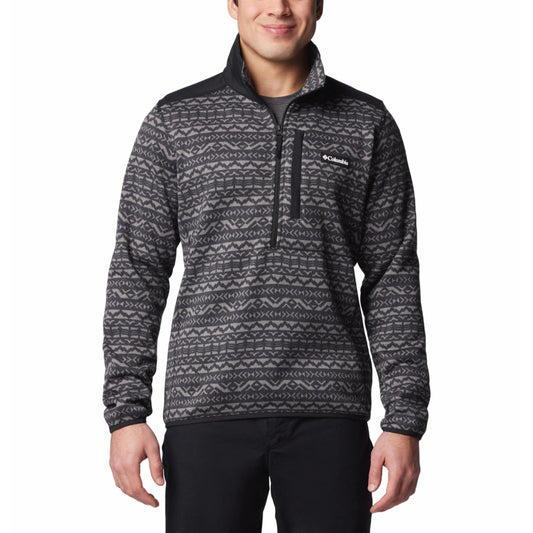 Columbia Mens Black Sweater Weather Printed Half Zip II Jacket
