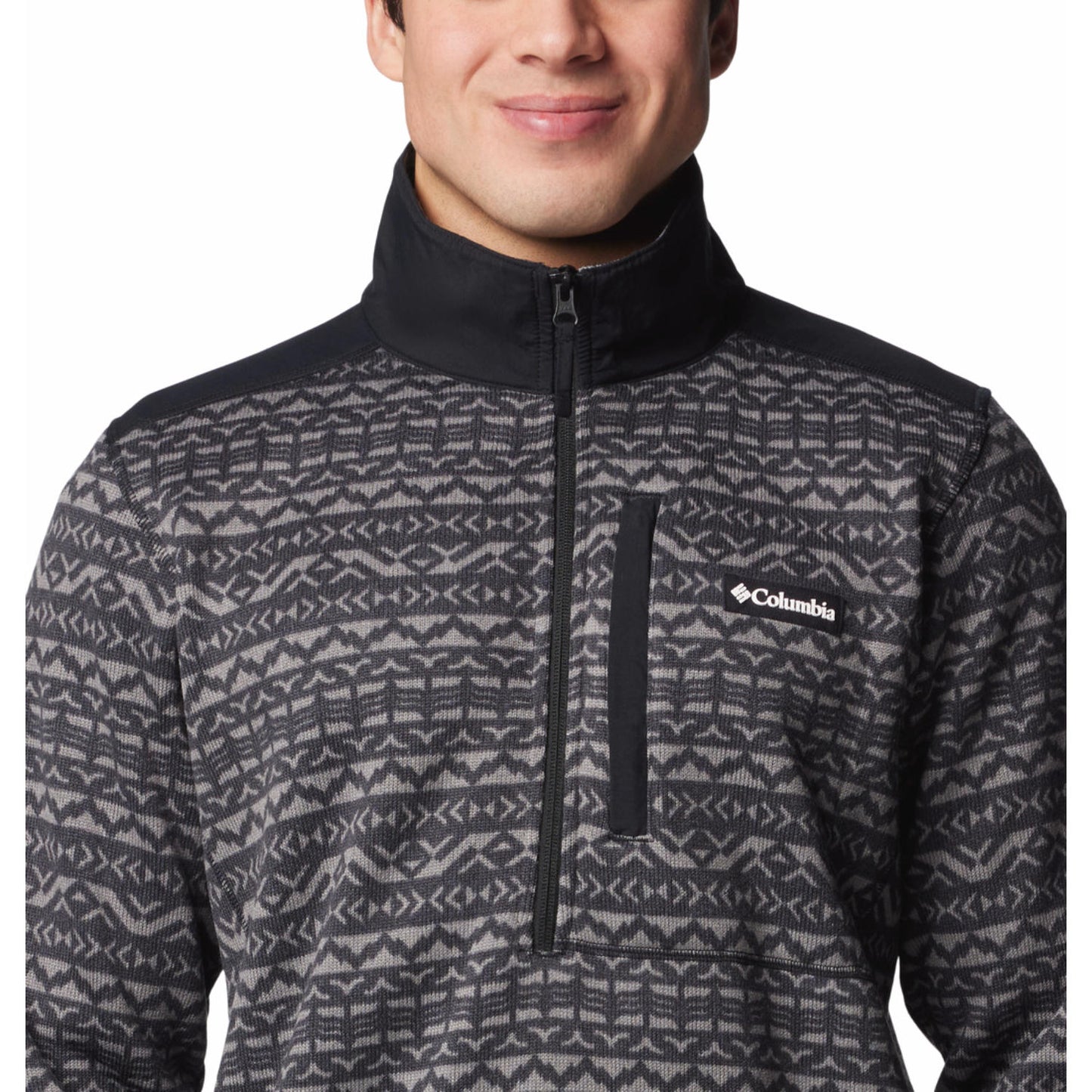 Columbia Mens Black Sweater Weather Printed Half Zip II Jacket