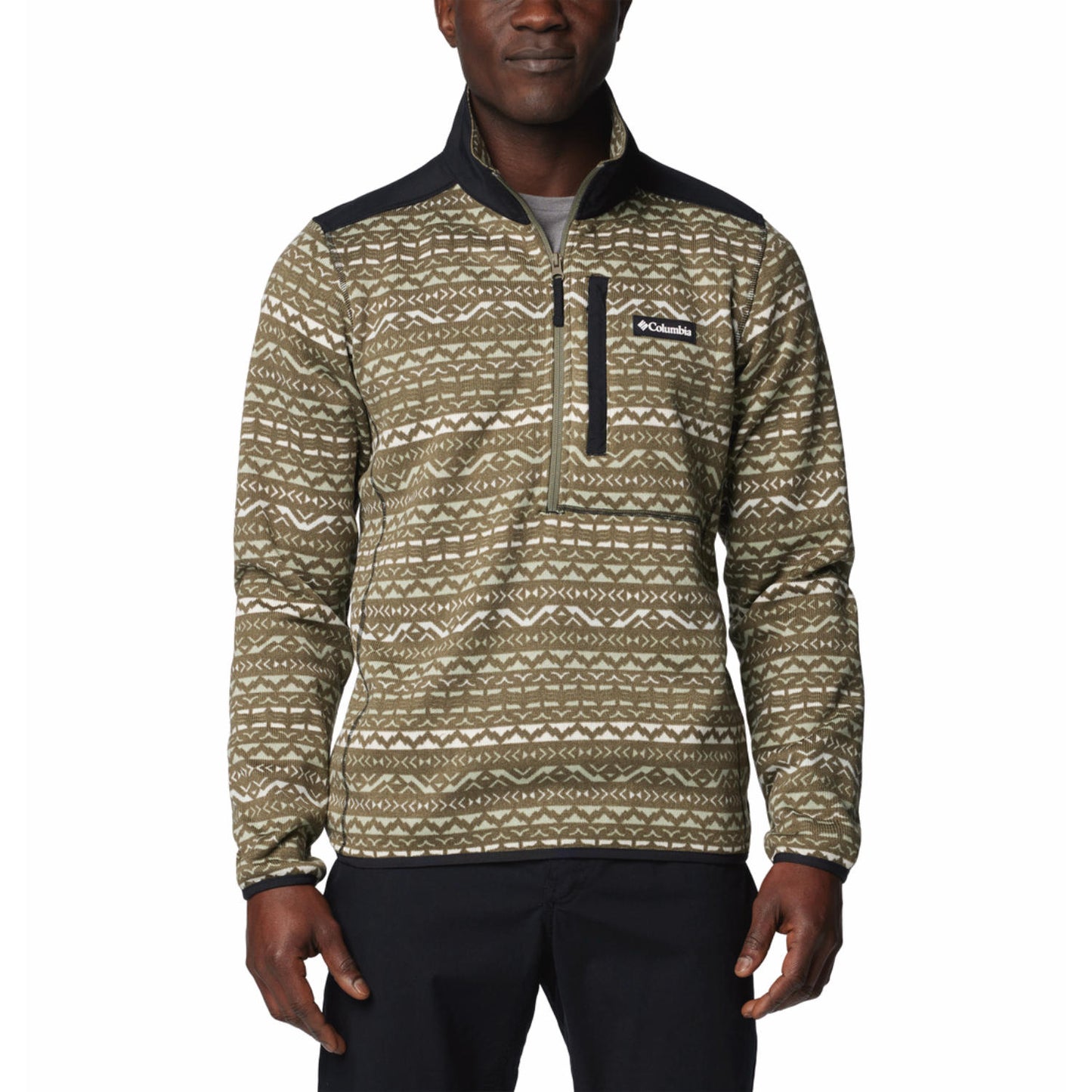 Columbia Men Green Sweater Weather Printed Half Zip II