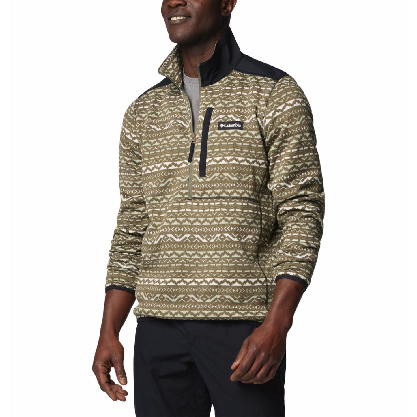 Columbia Men Green Sweater Weather Printed Half Zip II