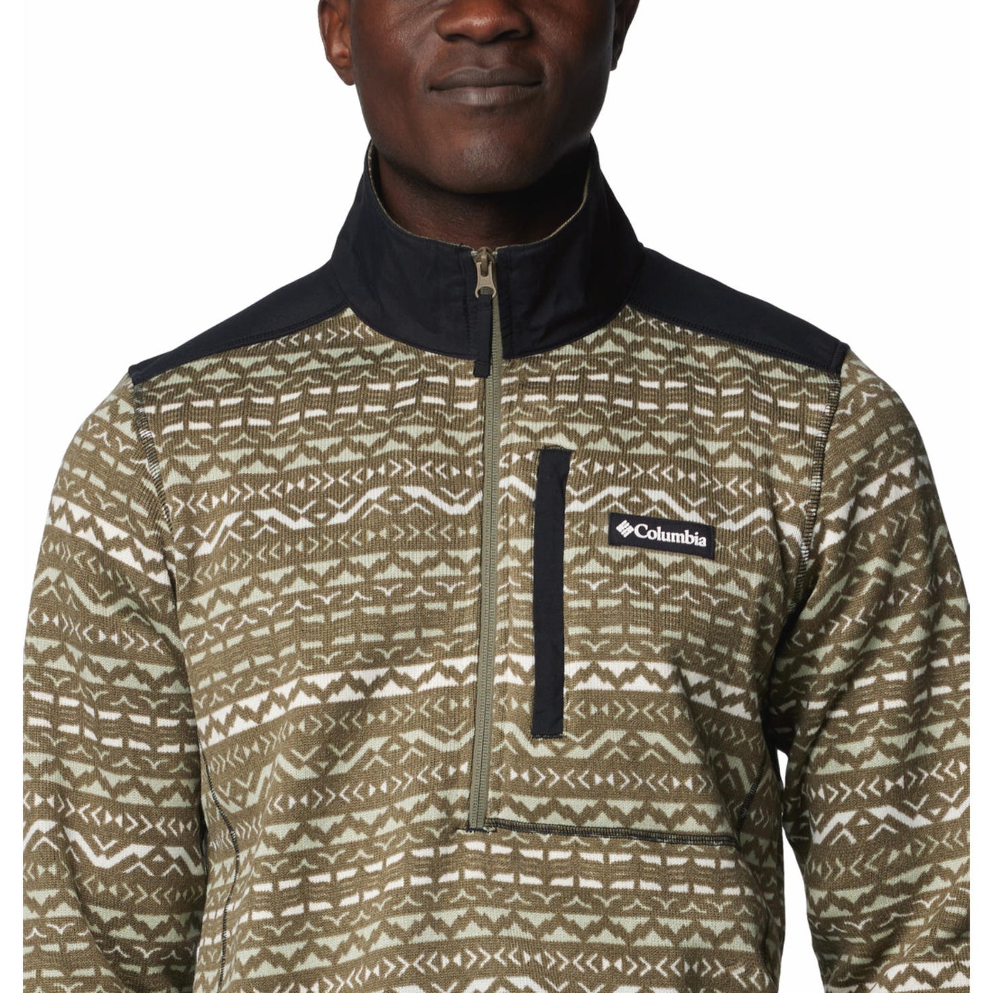 Columbia Men Green Sweater Weather Printed Half Zip II