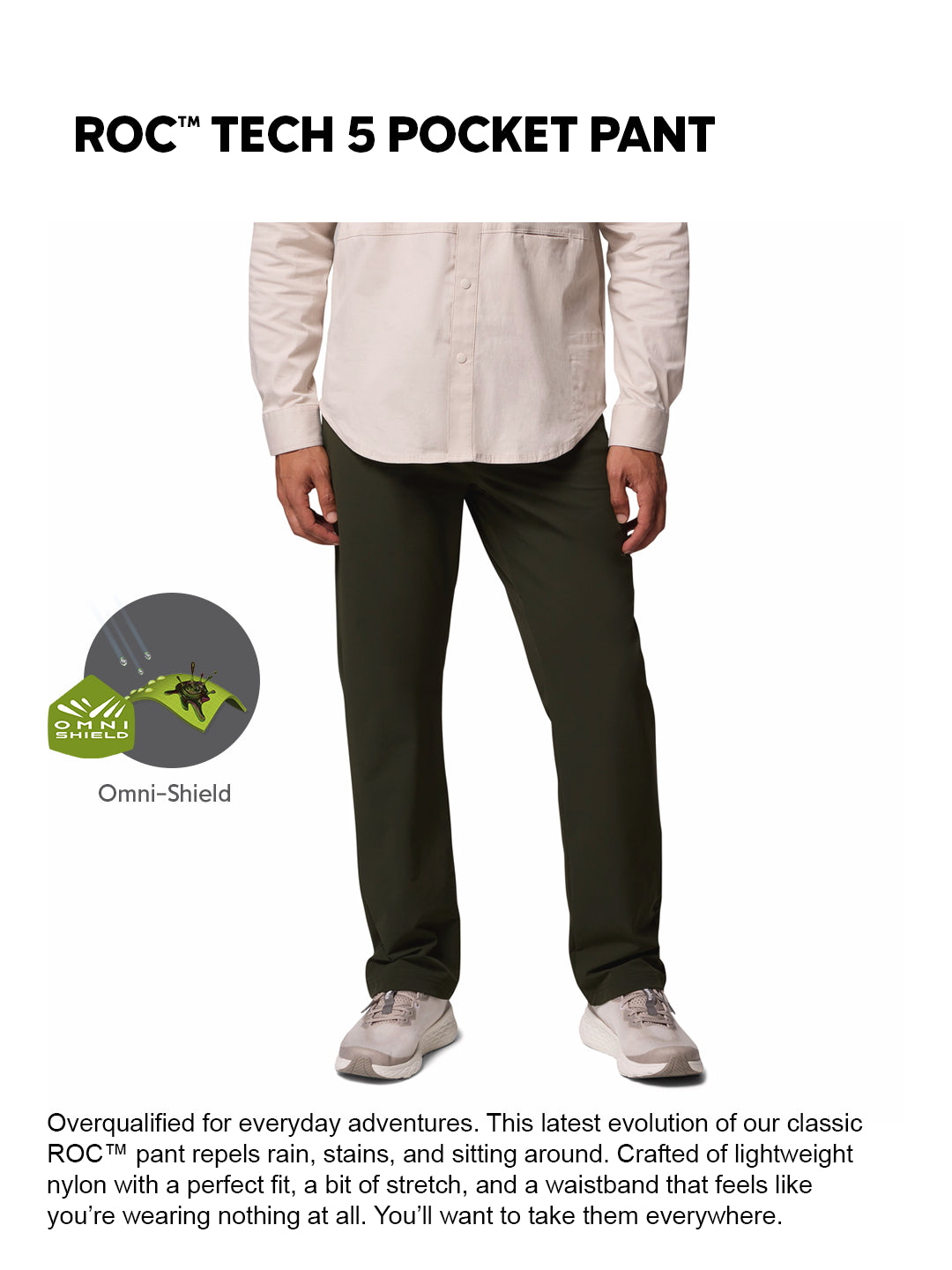 Columbia Men Green Omni-Shield Roc Tech 5 Pocket Pant