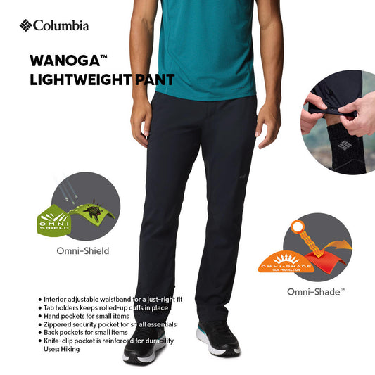 Columbia Mens Black Omni-Shield Wanoga Lightweight Pant