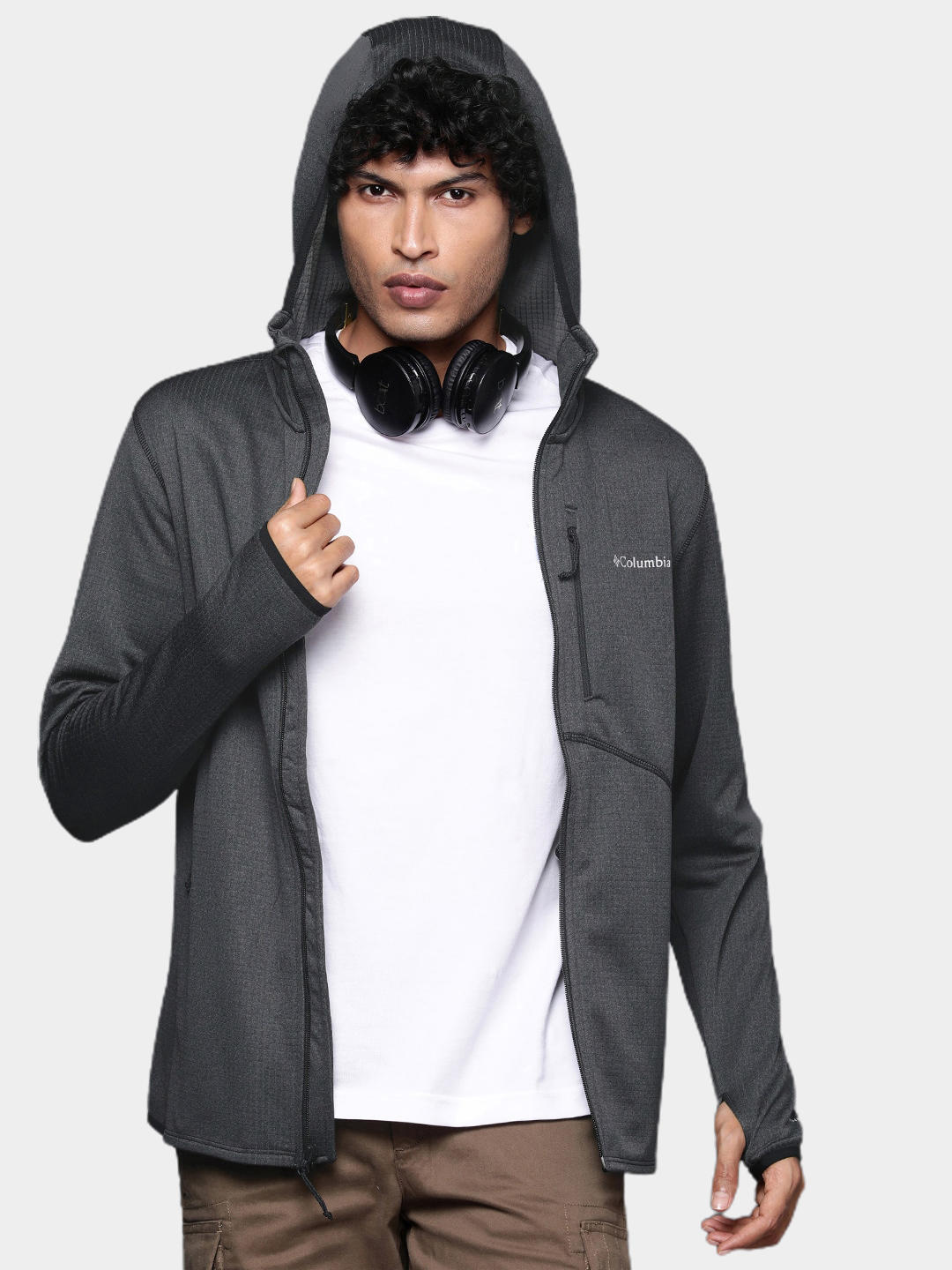 Columbia Men Black Park View Fleece Full Zip Hoodie Fleece Top