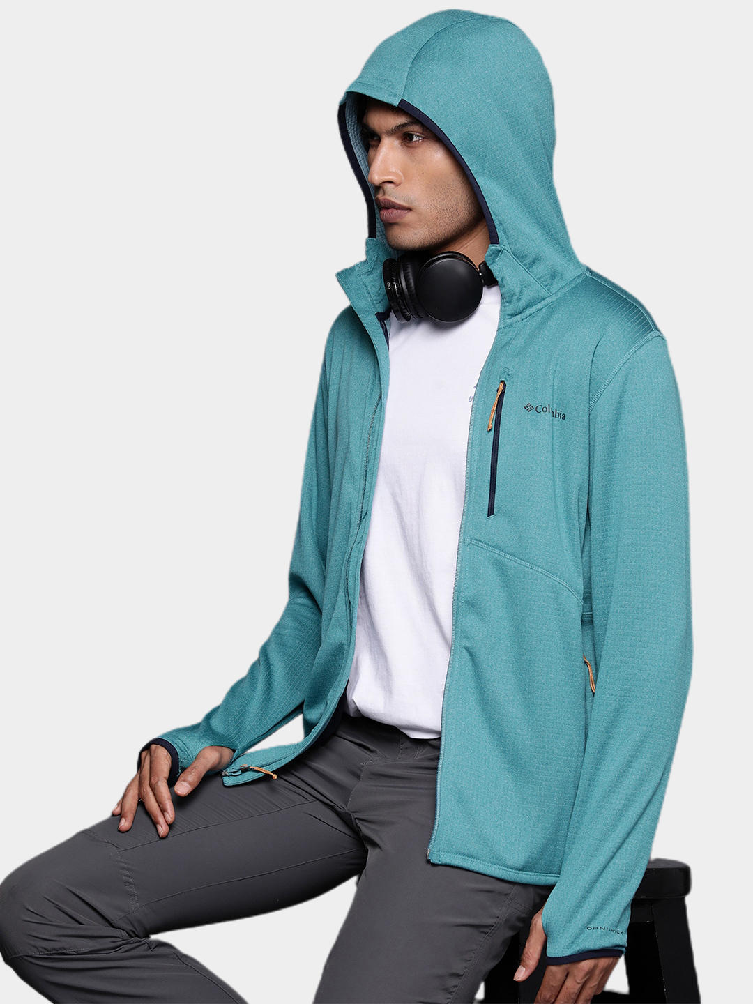 Columbia Men Blue Park View Fleece Full Zip Hoodie Fleece Top