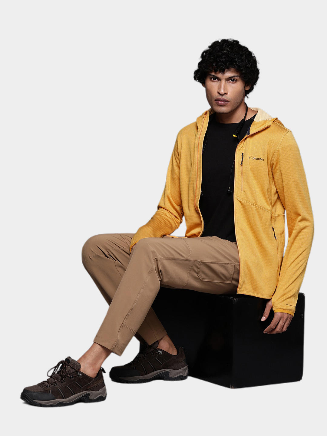 Columbia Men Yellow Park View Fleece Full Zip Hoodie Fleece Top