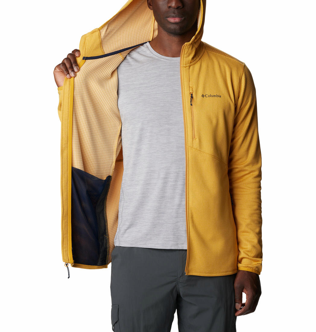 Columbia Men Yellow Park View Fleece Full Zip Hoodie Fleece Top