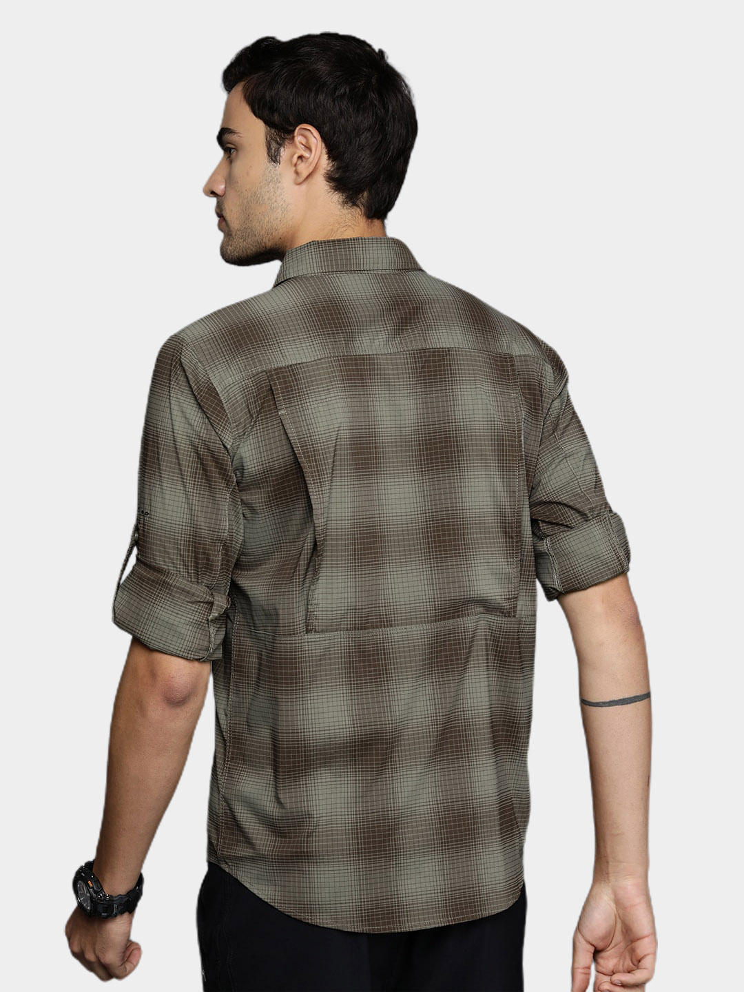 Columbia Men Green Newton Ridge II Plaid Long Sleeve (Sun Protection)