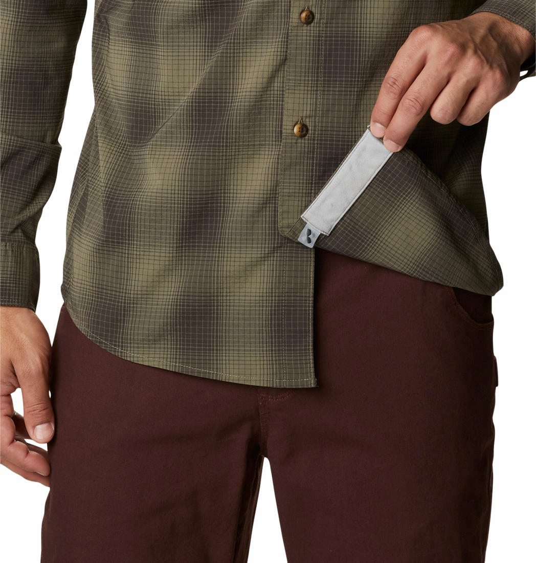 Columbia Men Green Newton Ridge II Plaid Long Sleeve (Sun Protection)