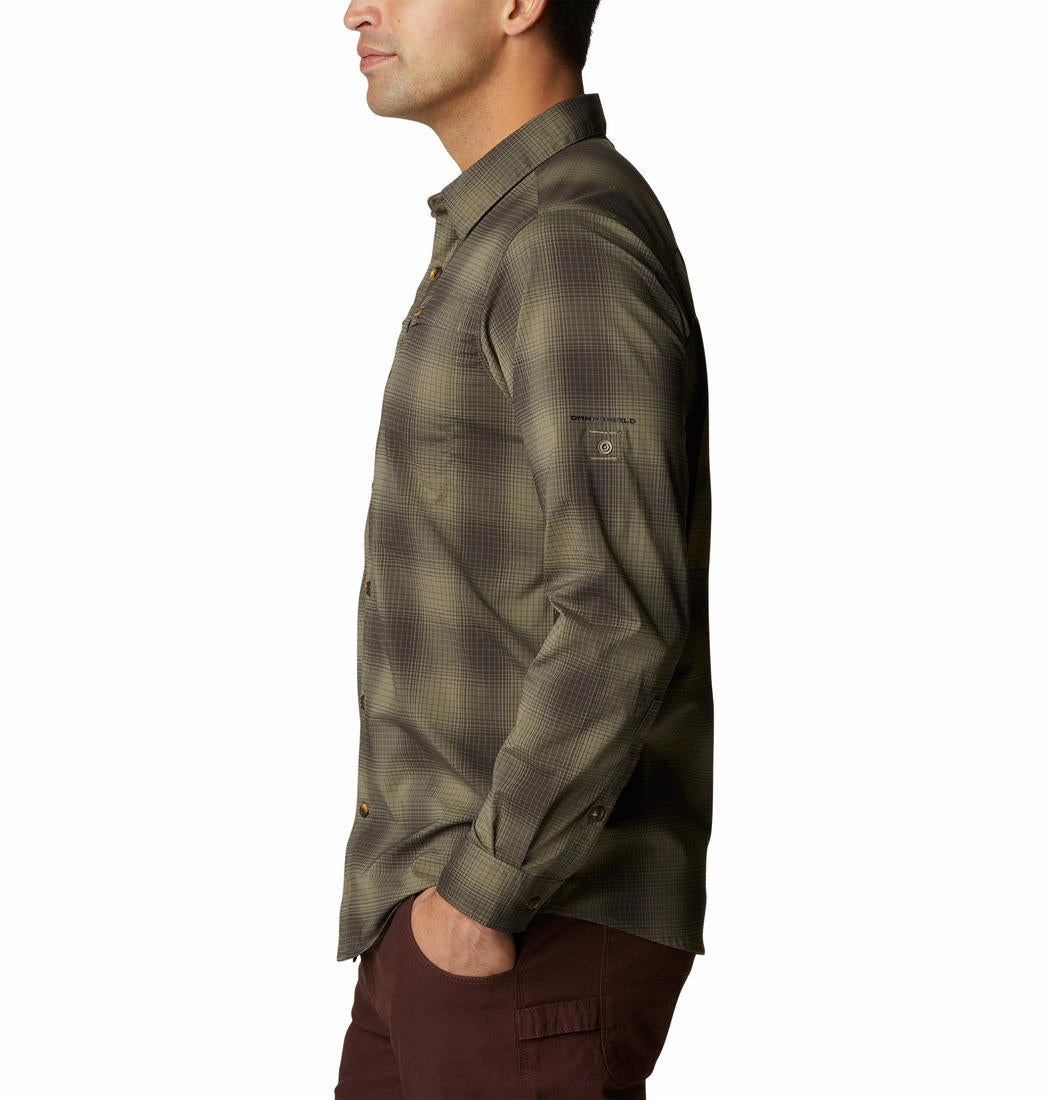 Columbia Men Green Newton Ridge II Plaid Long Sleeve (Sun Protection)