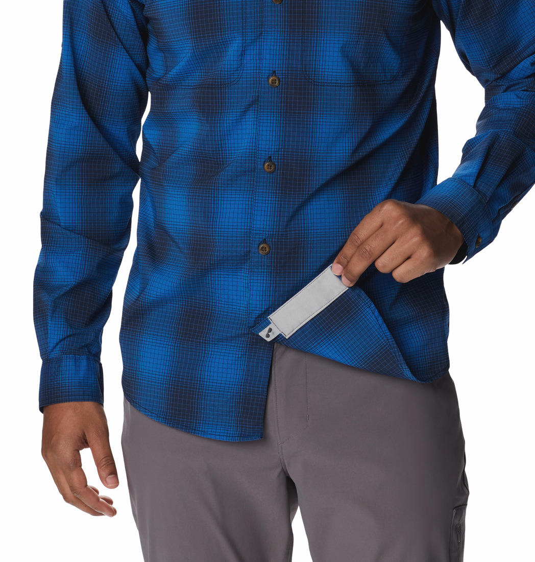 Columbia Men Blue Newton Ridge II Plaid Long Sleeve (Sun Protection)