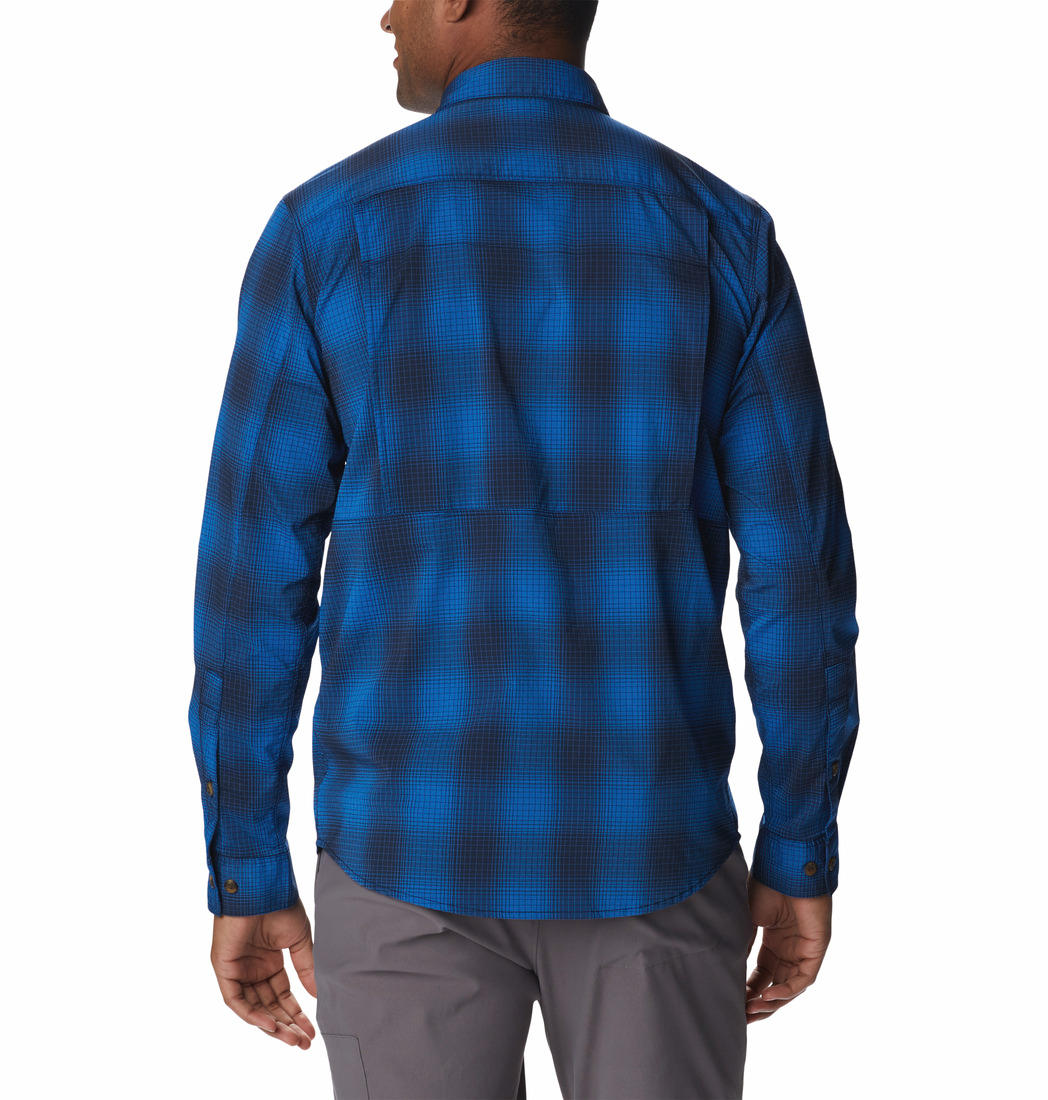 Columbia Men Blue Newton Ridge II Plaid Long Sleeve (Sun Protection)