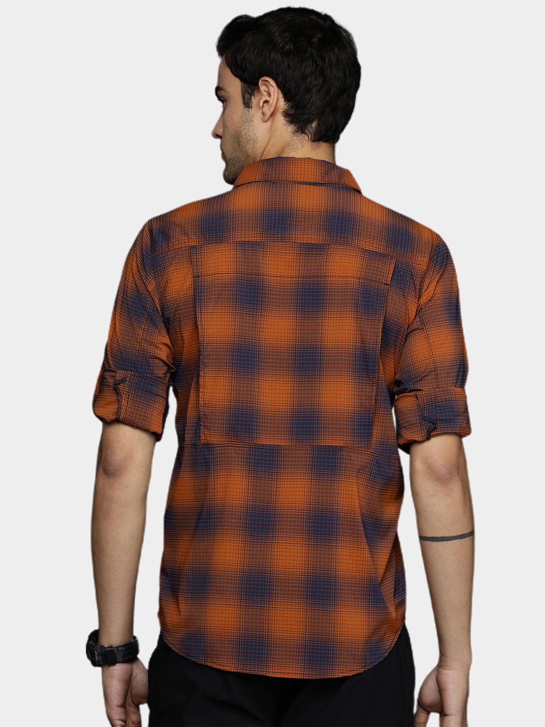 Columbia Men Orange Newton Ridge II Plaid Long Sleeve (Sun Protection)