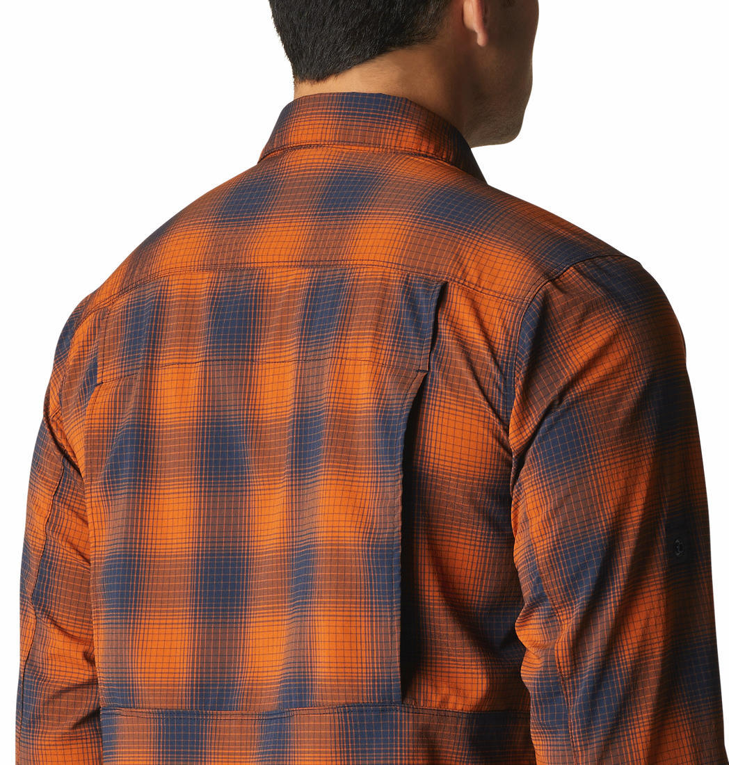 Columbia Men Orange Newton Ridge II Plaid Long Sleeve (Sun Protection)