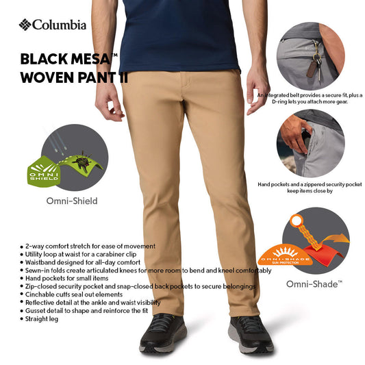 Columbia Mens Brown Omni-Shield Black Mesa II Woven Pant