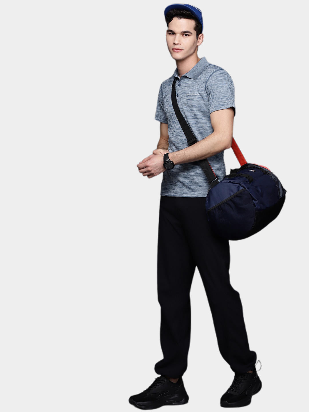 A Men Wearing Columbia Men Blue Zero Rules Polo Shirt (Sun Protection)