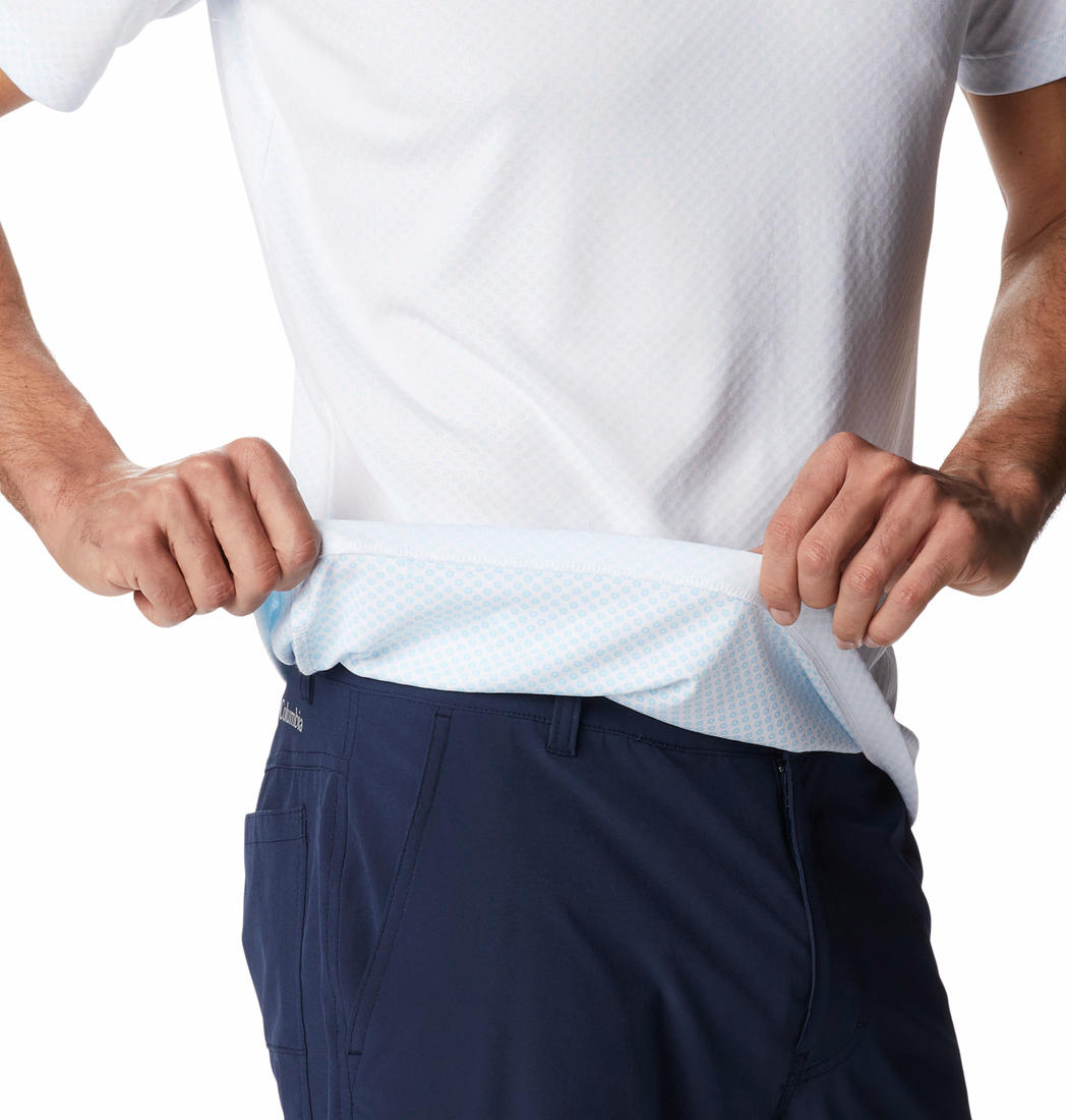 A Men Wearing Columbia Men White Zero Rules Short Sleeve Shirt (Sun Protection)