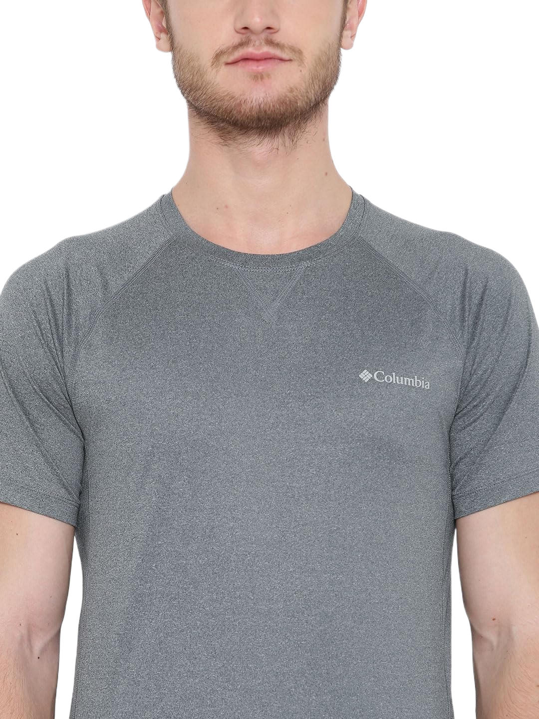 Columbia Men Grey High and Dry II Short Sleeve Shirt (Sun Protection)
