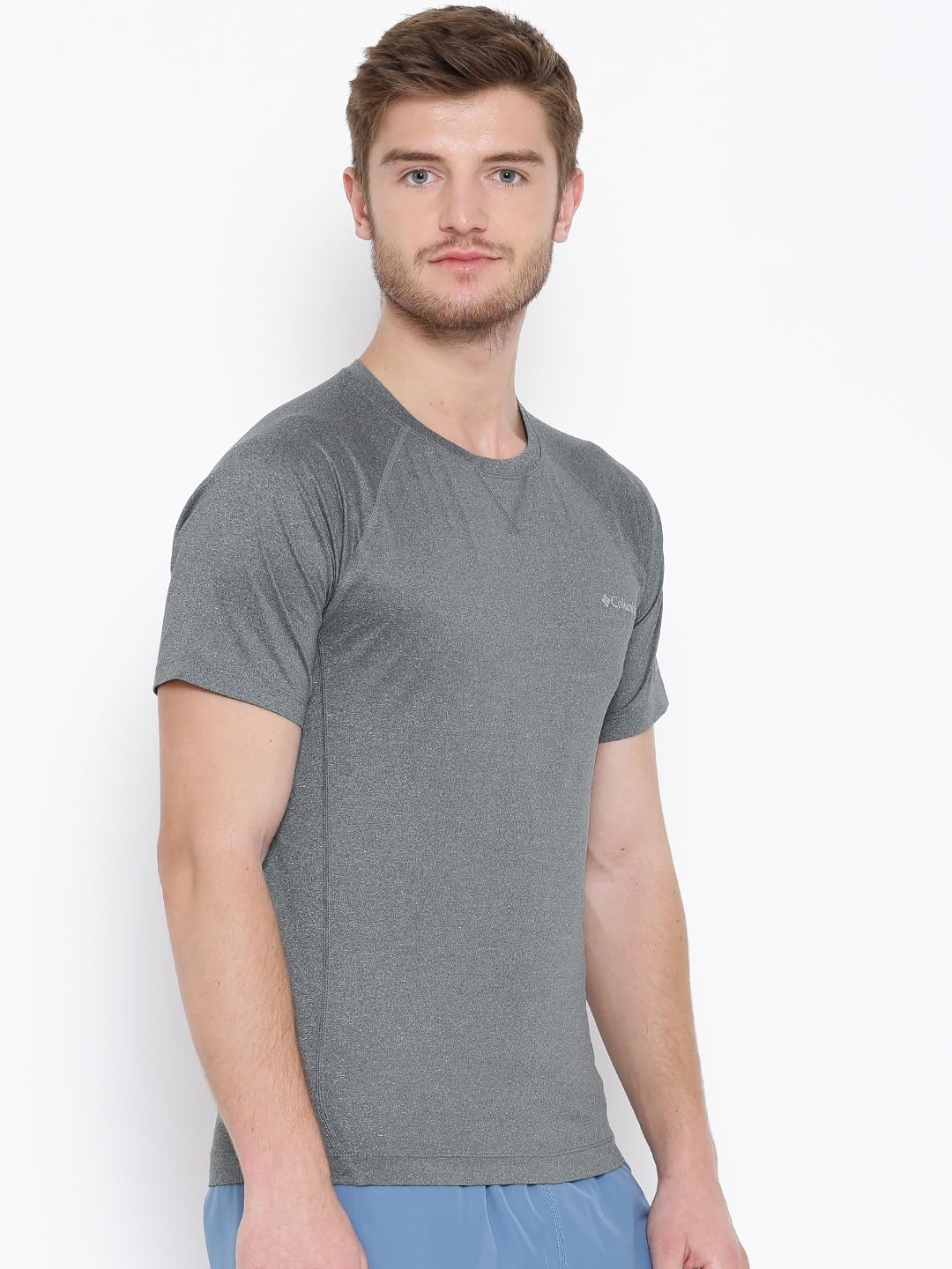 Columbia Men Grey High and Dry II Short Sleeve Shirt (Sun Protection)
