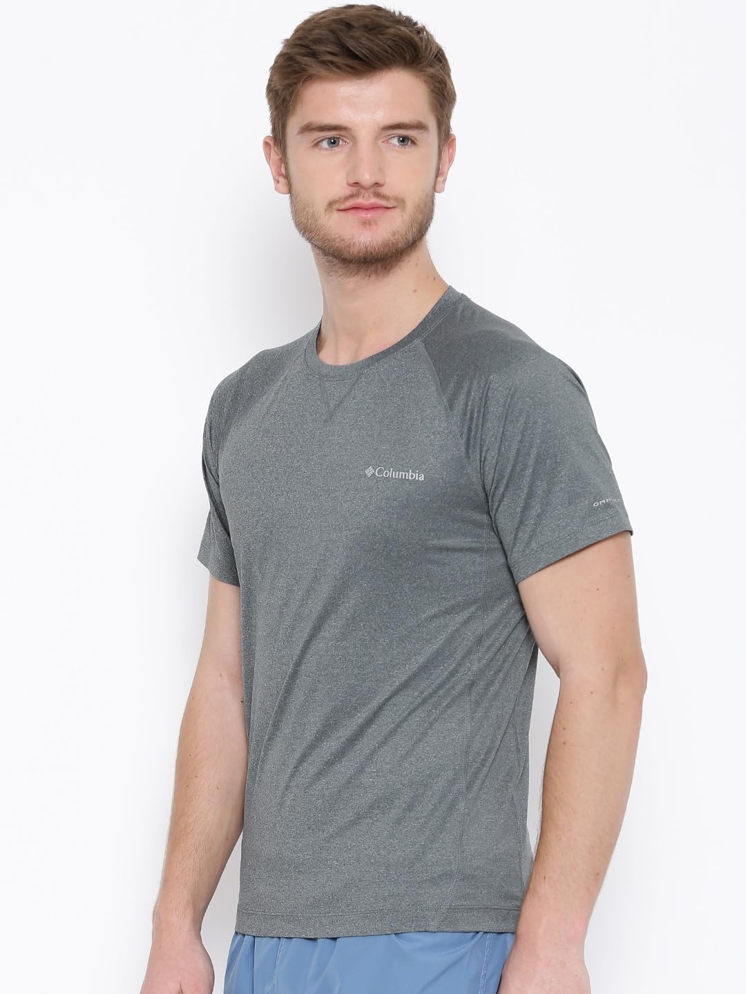 Columbia Men Grey High and Dry II Short Sleeve Shirt (Sun Protection)