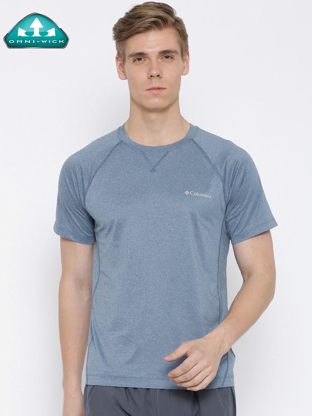 Columbia Men Blue High and Dry II Short Sleeve Shirt (Sun Protection)
