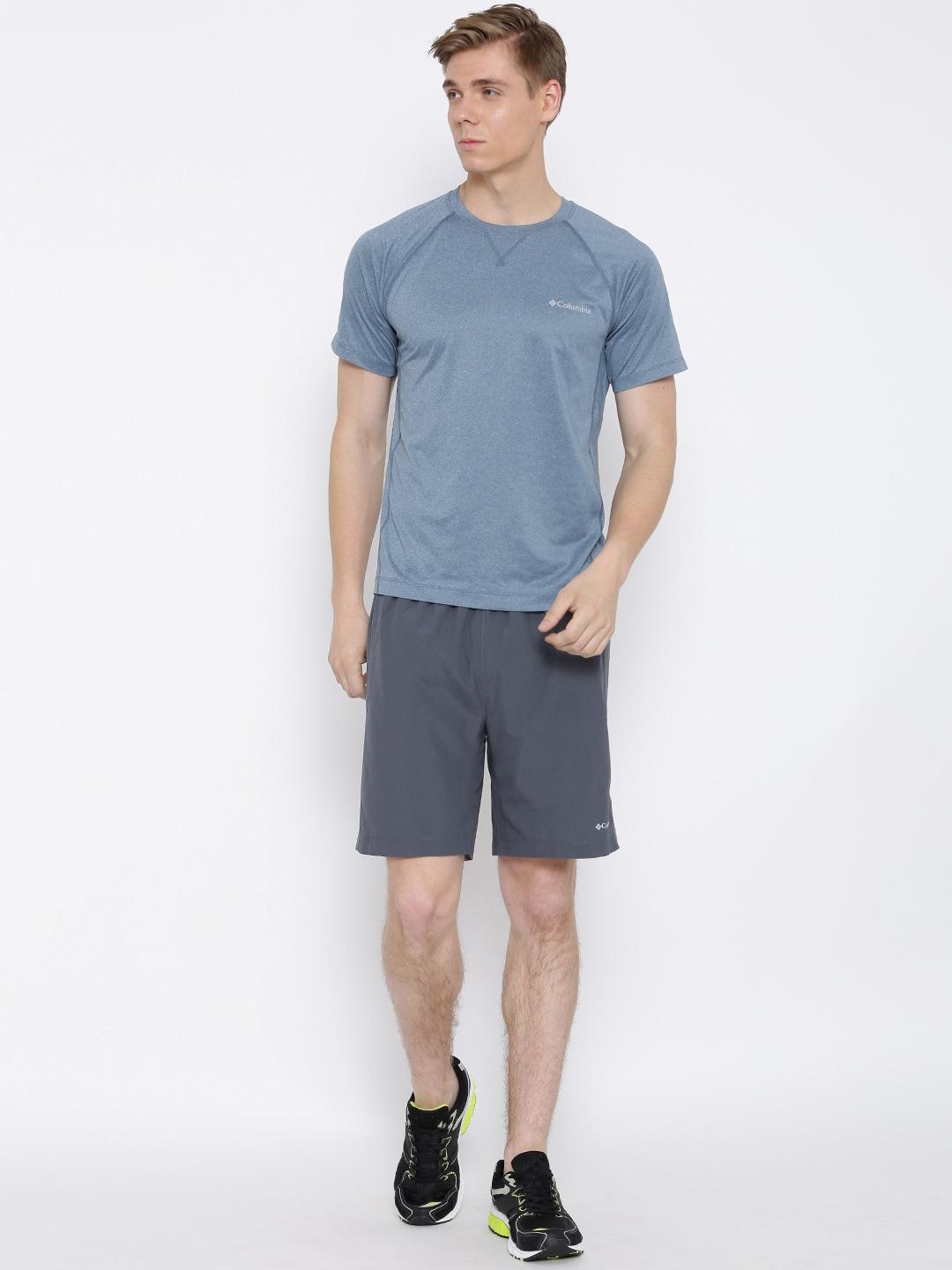 Columbia Men Blue High and Dry II Short Sleeve Shirt (Sun Protection)