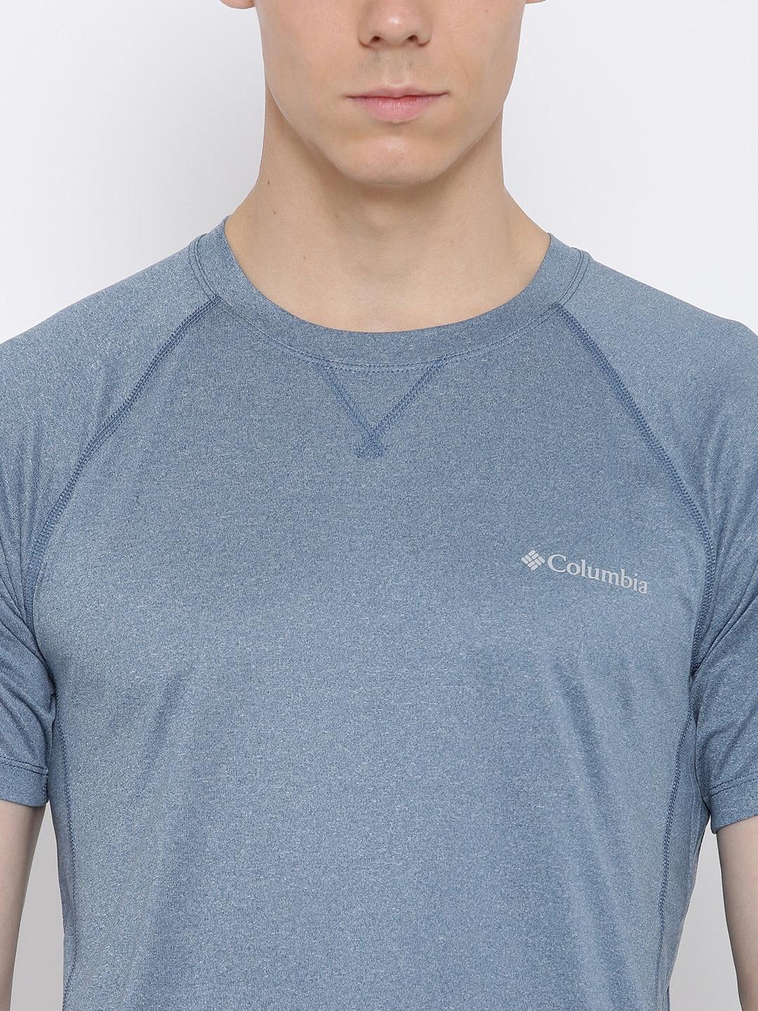 Columbia Men Blue High and Dry II Short Sleeve Shirt (Sun Protection)