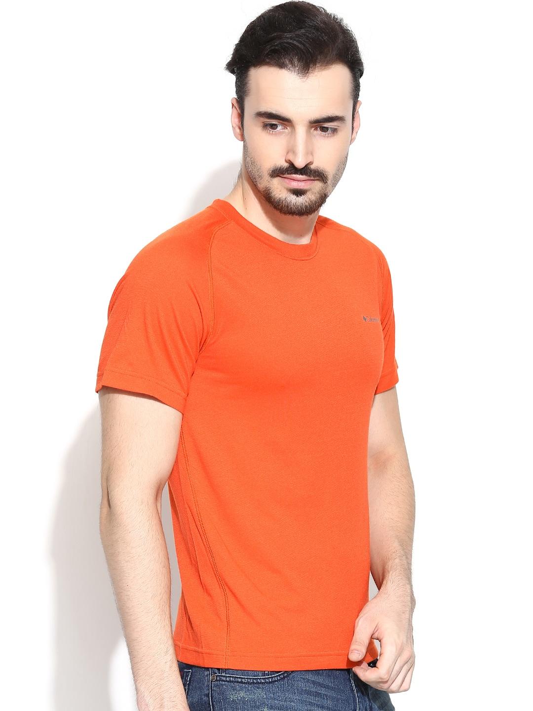 Columbia Men Orange Mountain Tech III Short Sleeve Crew (Sun Protection)