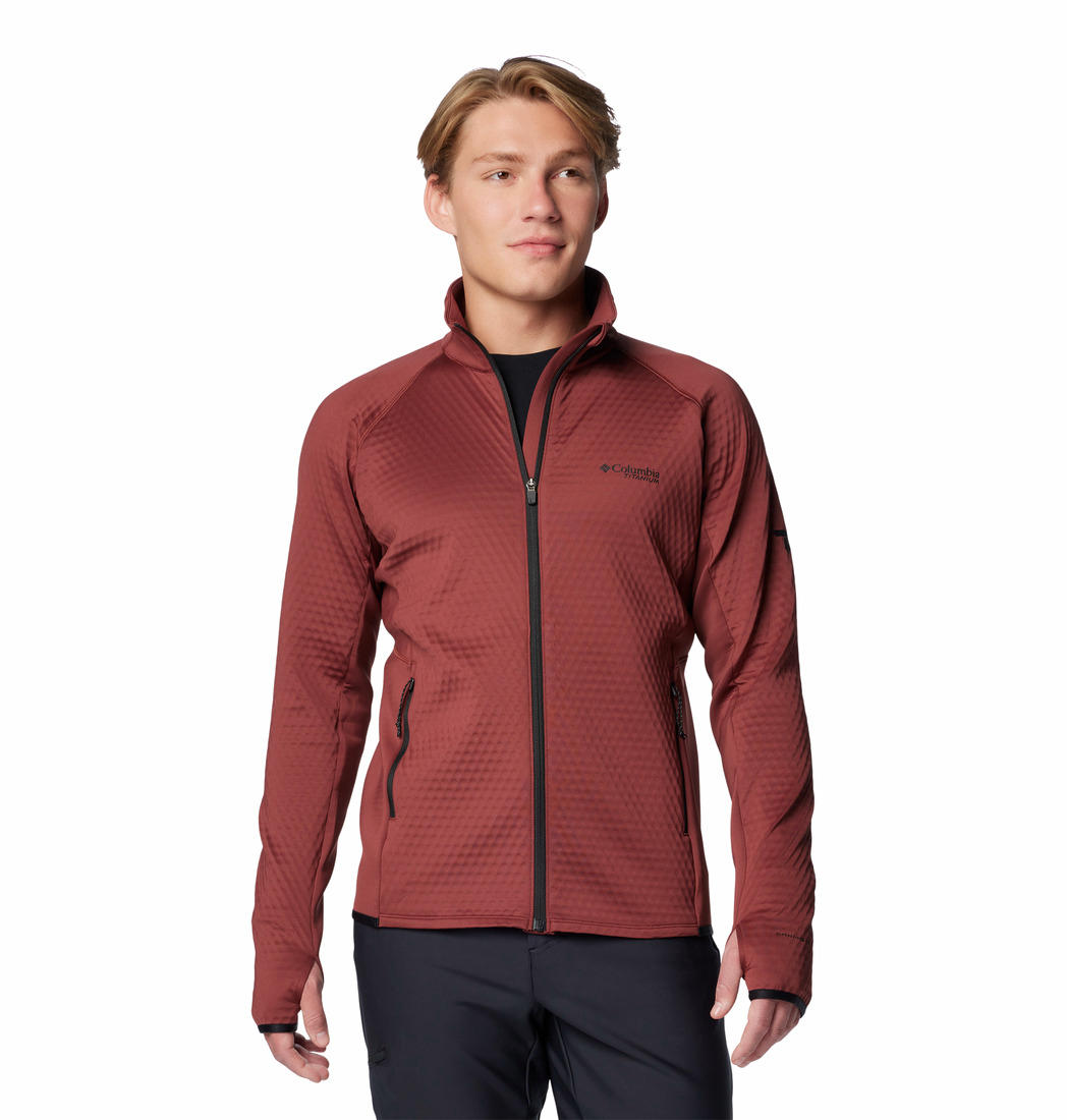 Columbia Mens Red Crystal Leaf Omni-Heat Helix Full Zip Jacket