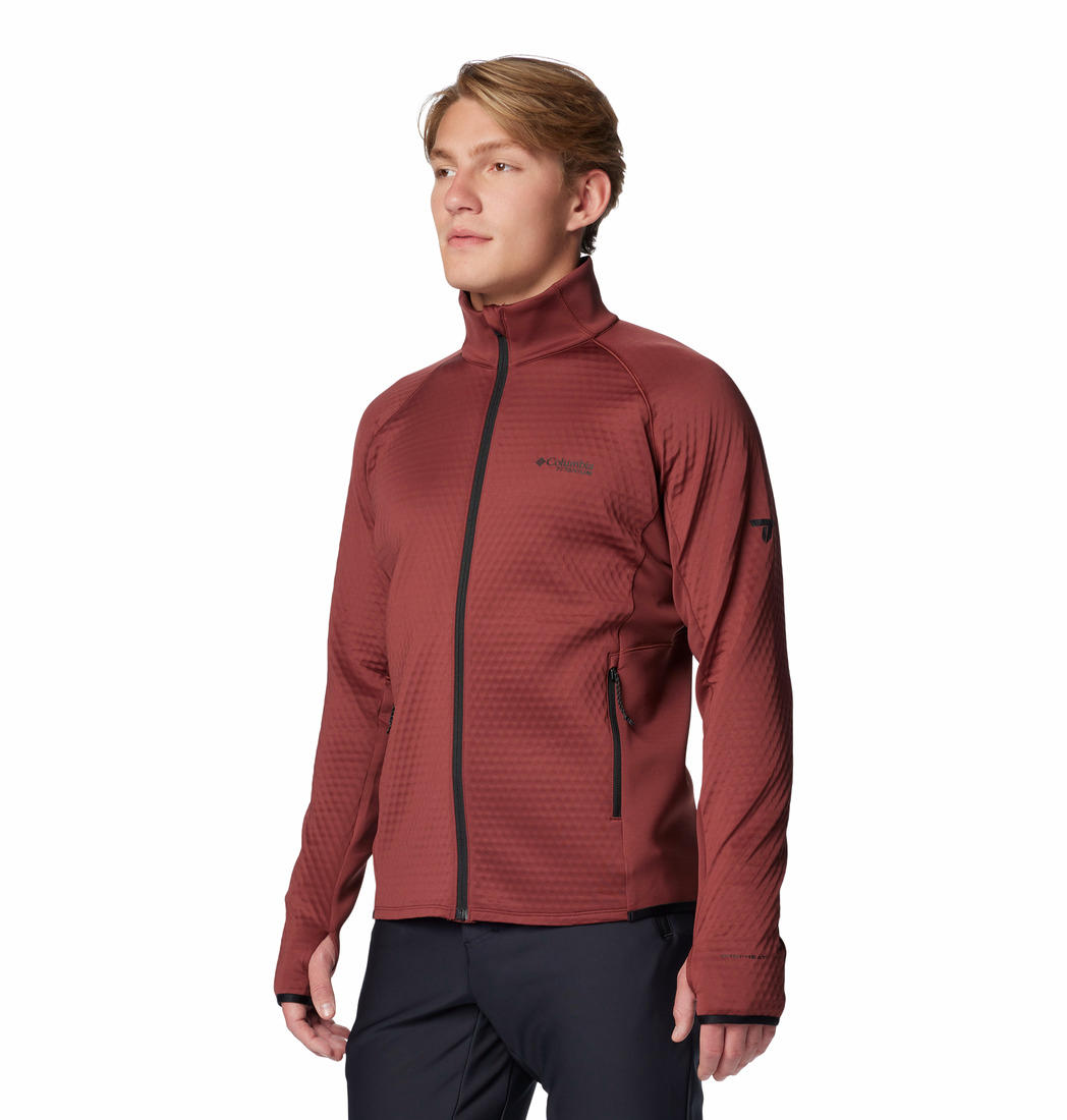 Columbia Mens Red Crystal Leaf Omni-Heat Helix Full Zip Jacket