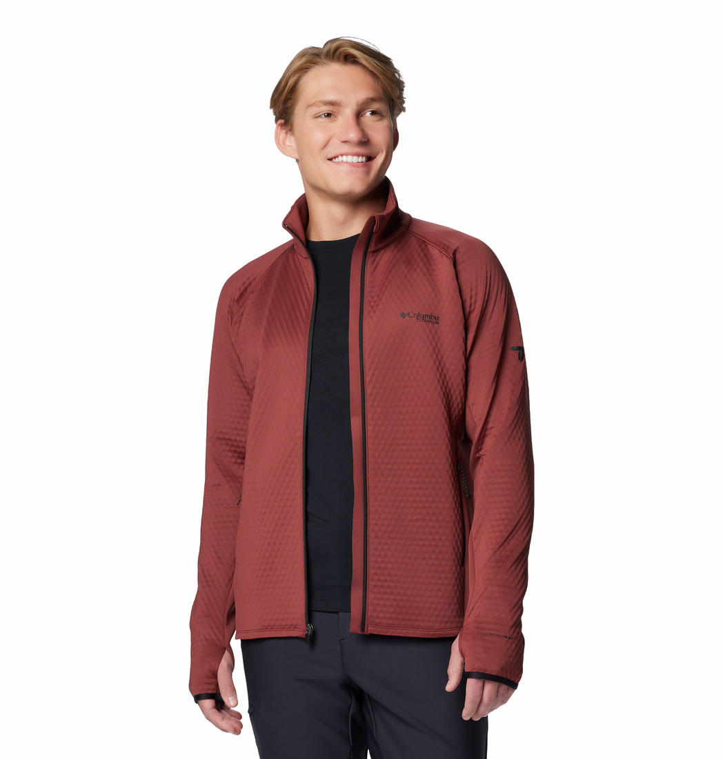 Columbia Mens Red Crystal Leaf Omni-Heat Helix Full Zip Jacket