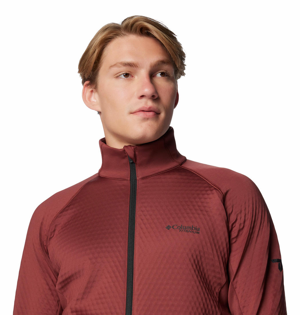 Columbia Mens Red Crystal Leaf Omni-Heat Helix Full Zip Jacket