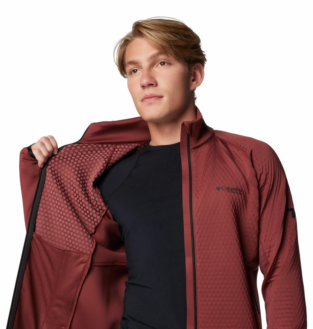 Columbia Mens Red Crystal Leaf Omni-Heat Helix Full Zip Jacket
