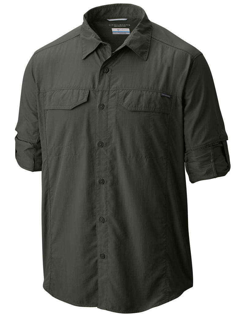 Columbia Men Green Silver Ridge Long Sleeve Shirt (Sun Protection)