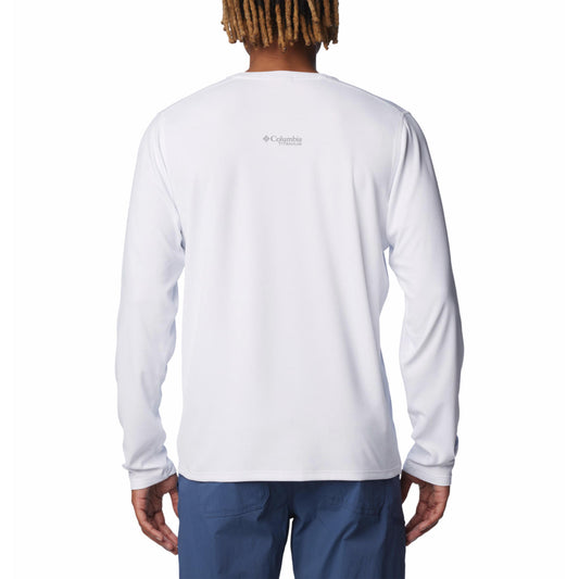 Columbia Mens White Summit Valley Long Sleeve Crew Tshirt