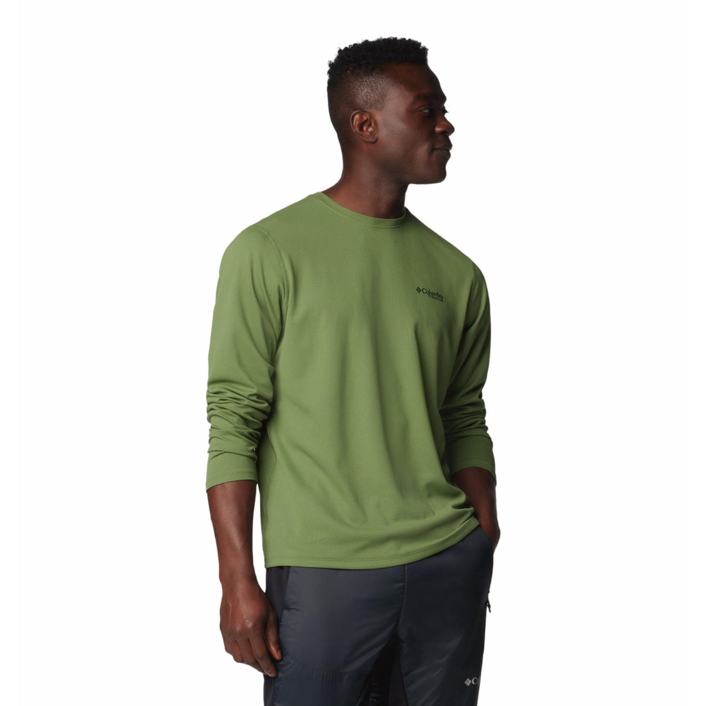 Columbia Mens Green Summit Valley Long Sleeve Crew Tshirt