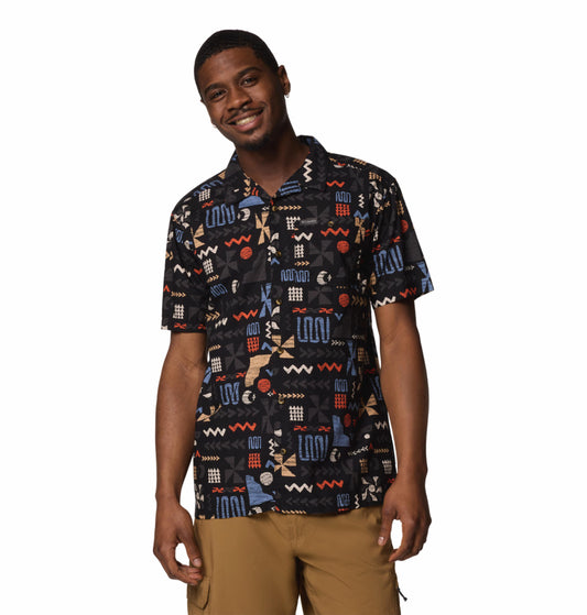 Columbia Mens Black Pine Canyon Short Sleeve Shirt