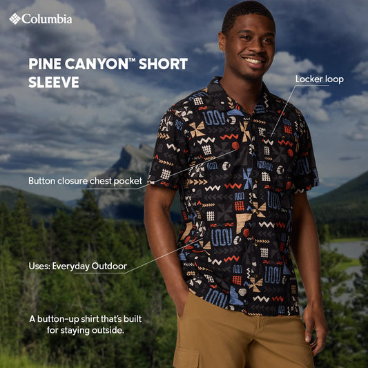 Columbia Mens Black Pine Canyon Short Sleeve Shirt