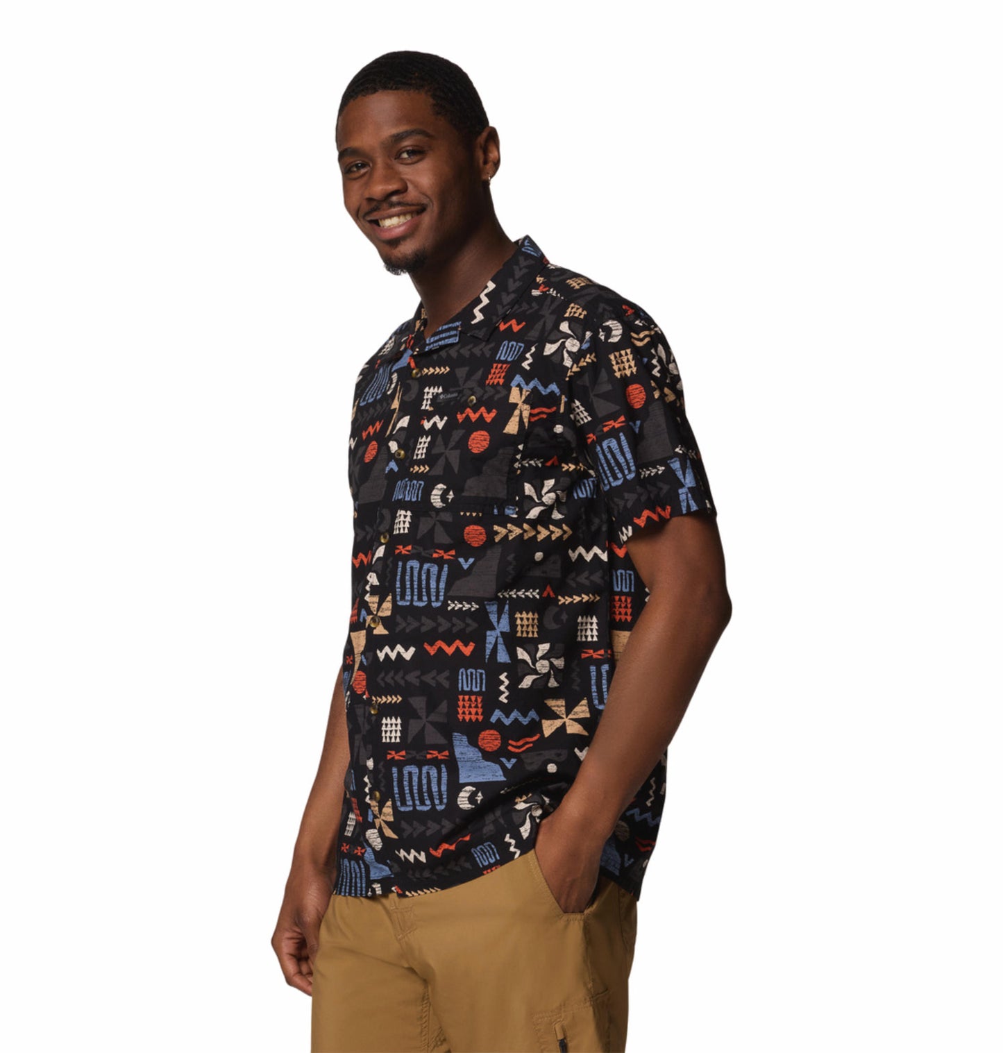 Columbia Mens Black Pine Canyon Short Sleeve Shirt