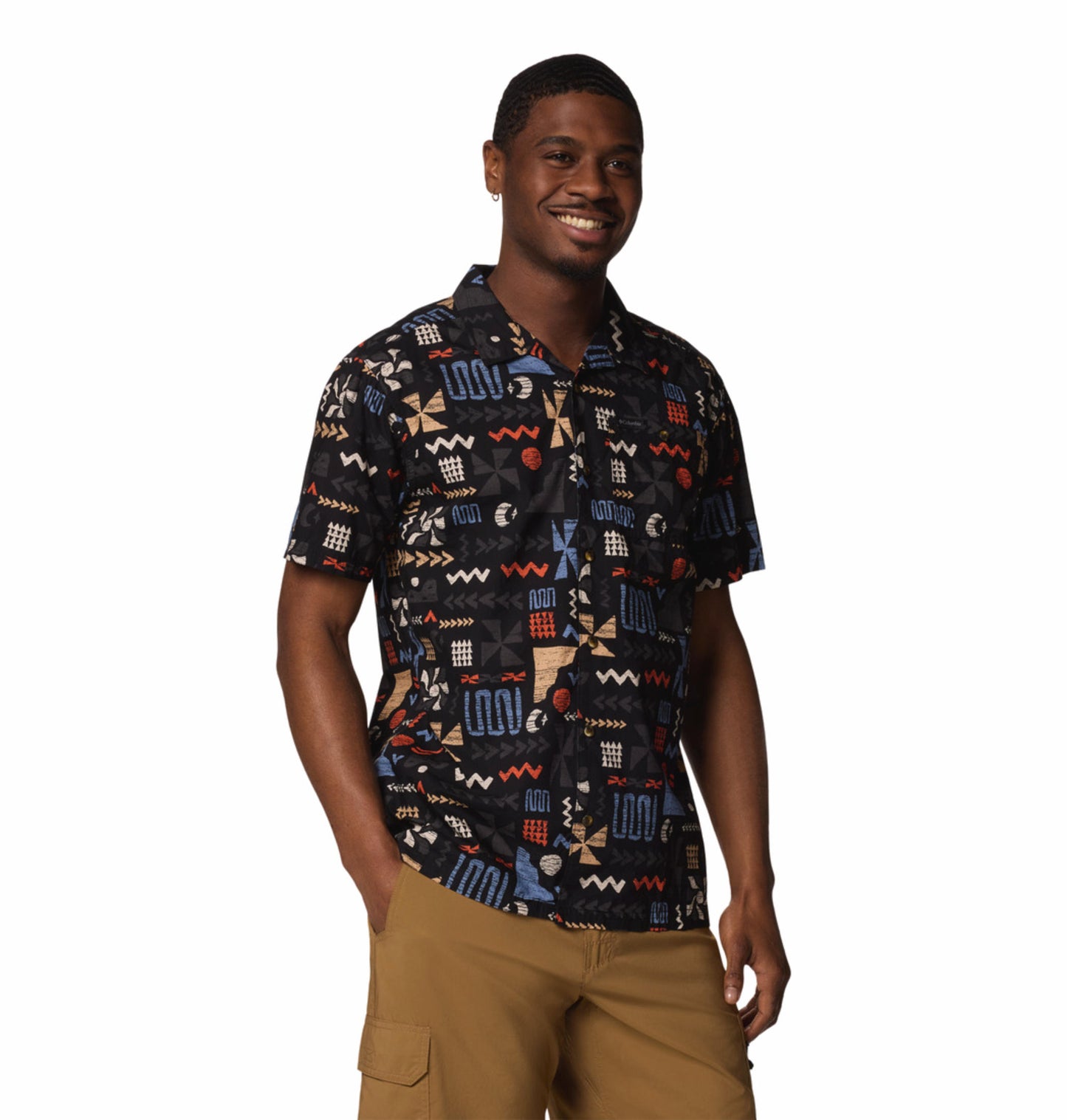 Columbia Mens Black Pine Canyon Short Sleeve Shirt
