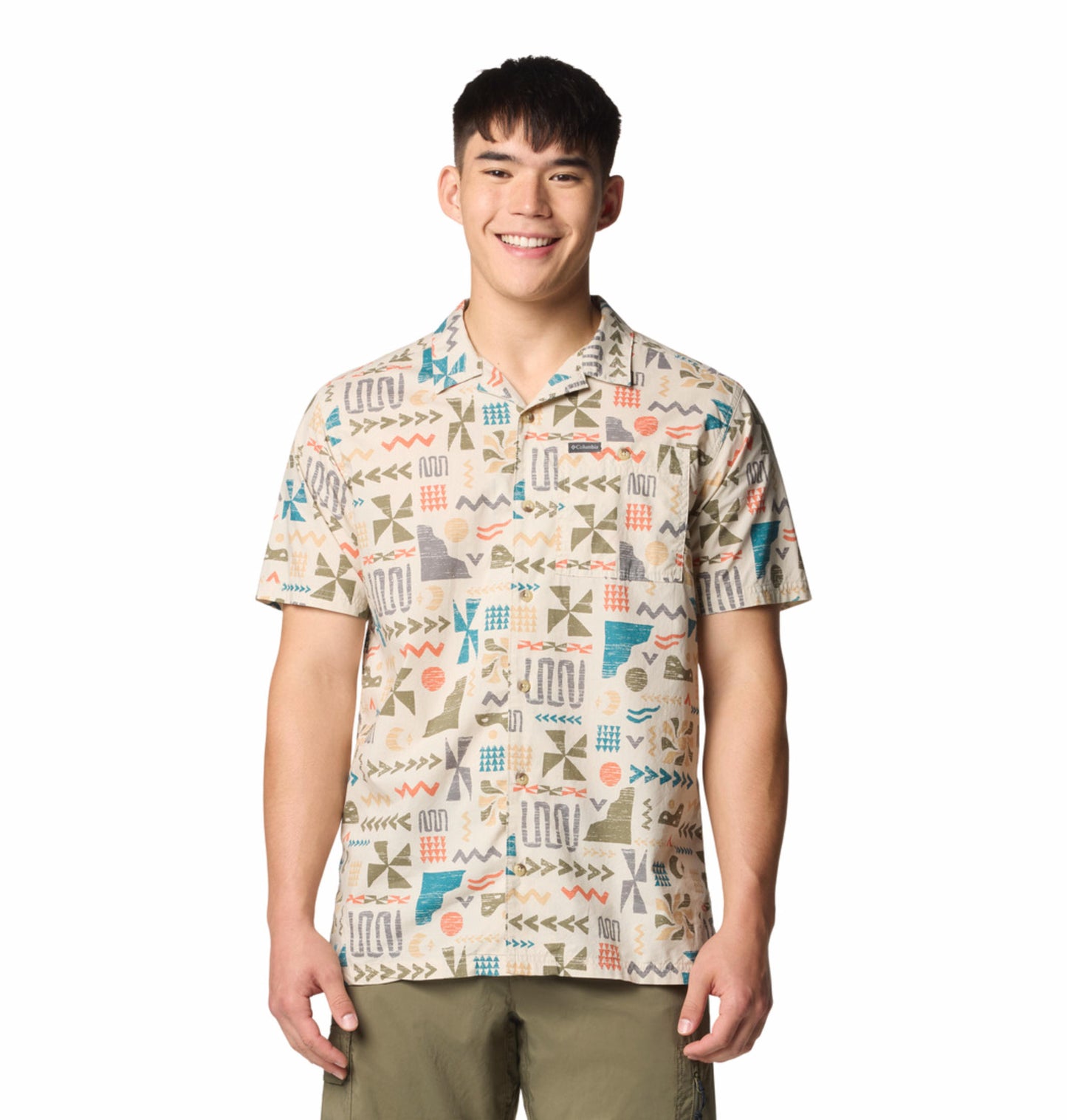 Columbia Mens Beige Pine Canyon Short Sleeve Shirt