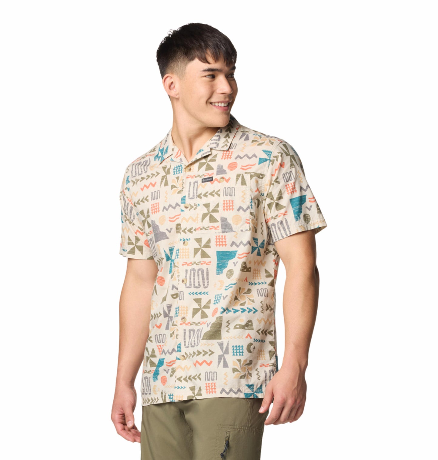 Columbia Mens Beige Pine Canyon Short Sleeve Shirt
