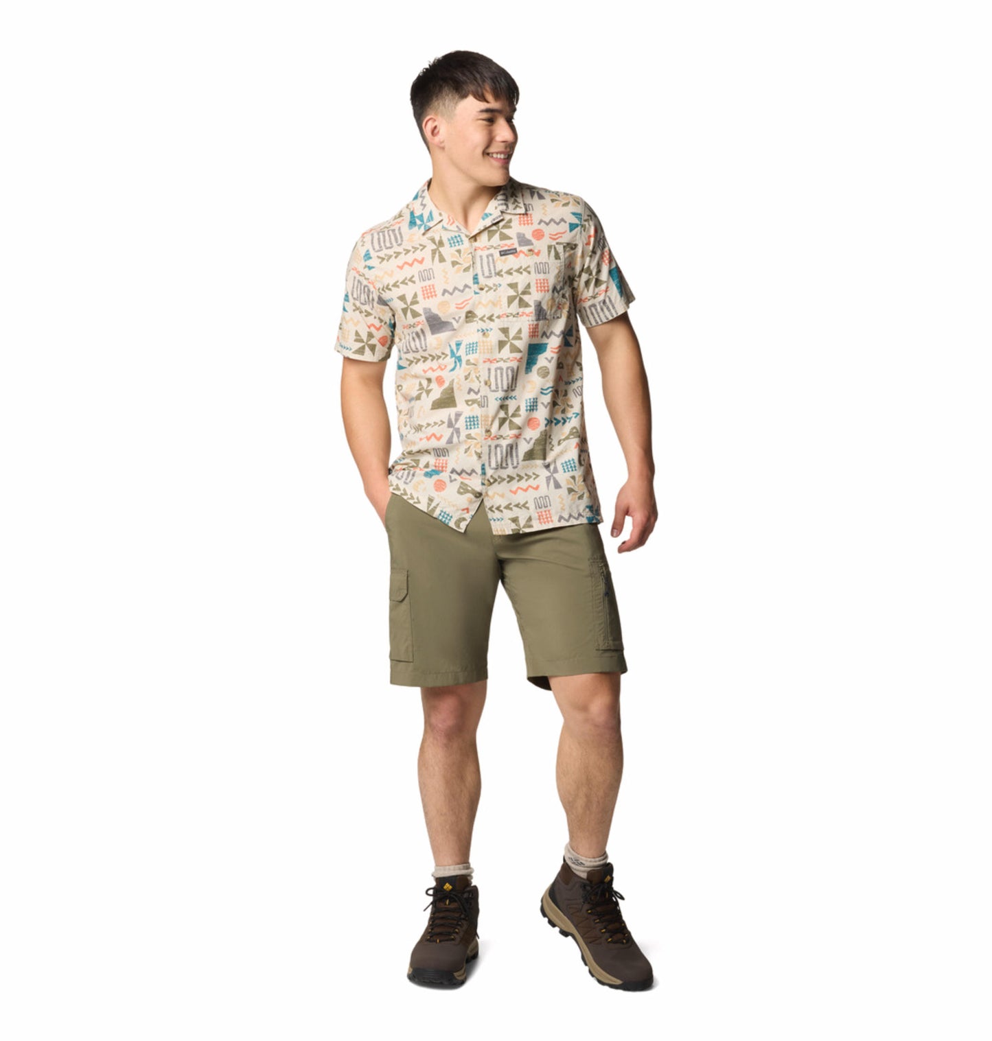 Columbia Mens Beige Pine Canyon Short Sleeve Shirt