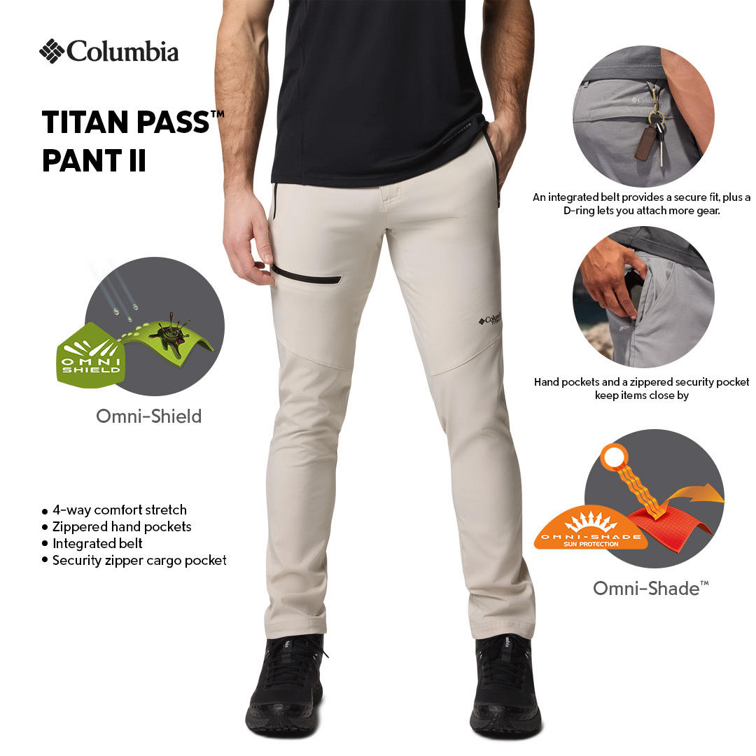 Columbia Mens Beige Omni-Shield Titan Pass II Pant