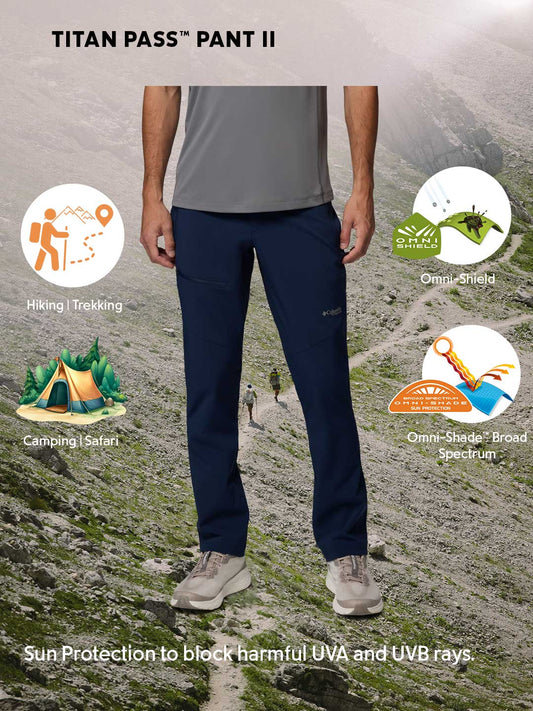 Columbia Men's Navy Blue Omni-Shade Titan Pass II Sun Protection Pant