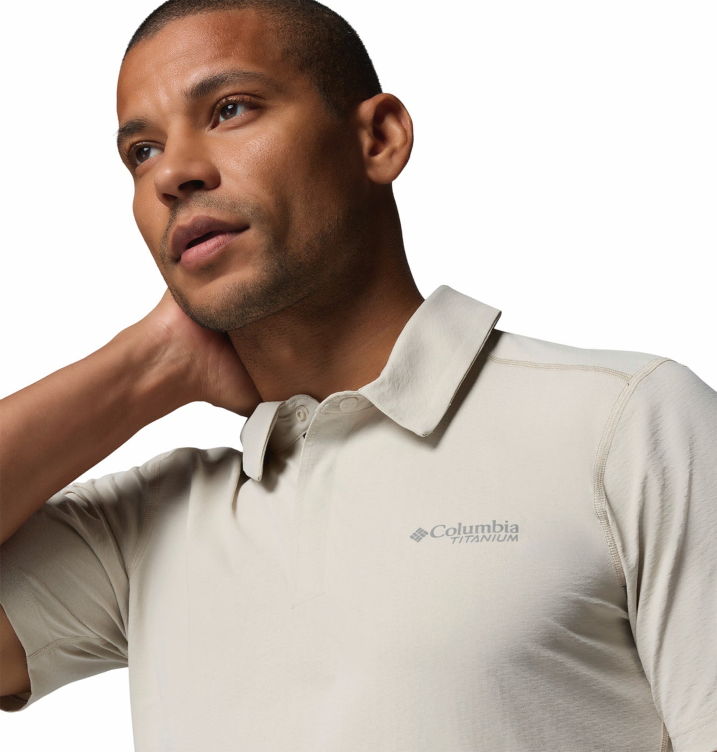 Columbia Men Beige Omni-Freeze Diamond Peak Pro Polo T-Shirt