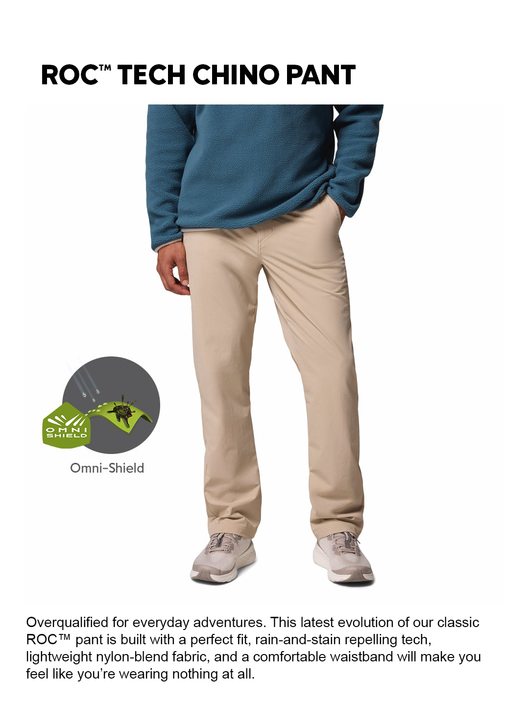 Columbia Men Beige Omni-Shield Roc Tech Chino Pant Chino Pant