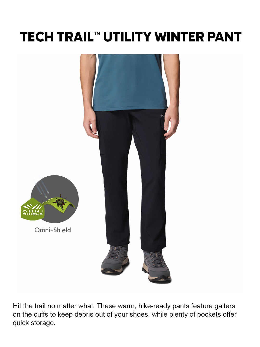 Columbia Men Black Omni-Shield Tech Trail Utility Pant