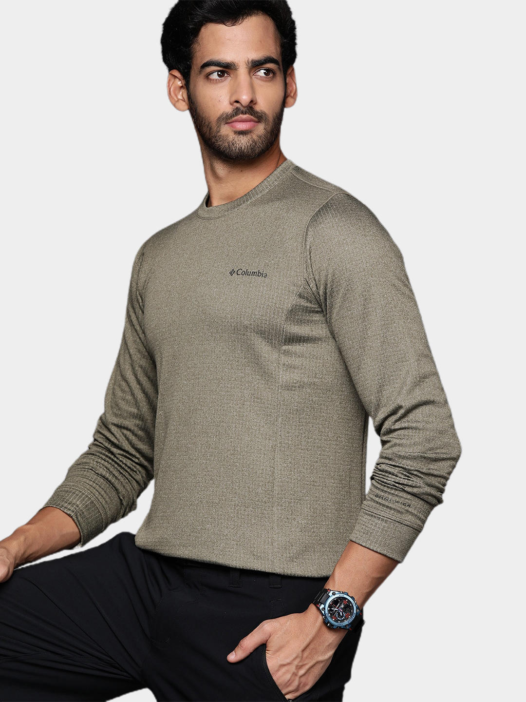 Columbia Men Olive Park View Crew Fleece Jacket